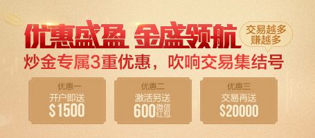 金盛炒金专属3重优惠  高达20,000美元奖励